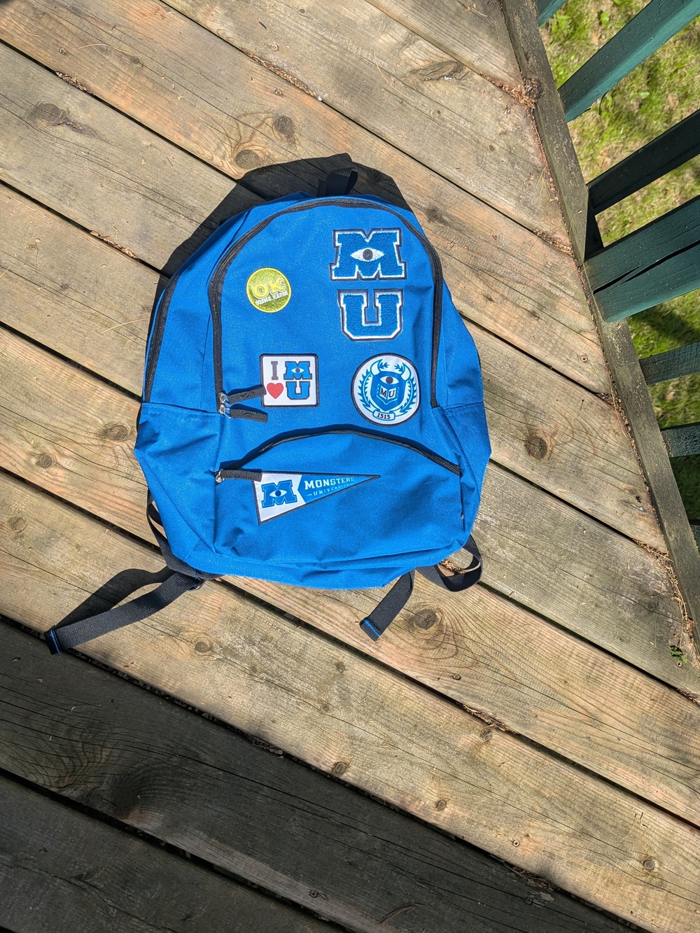 Disney Blue Monsters University Backpack with Patches